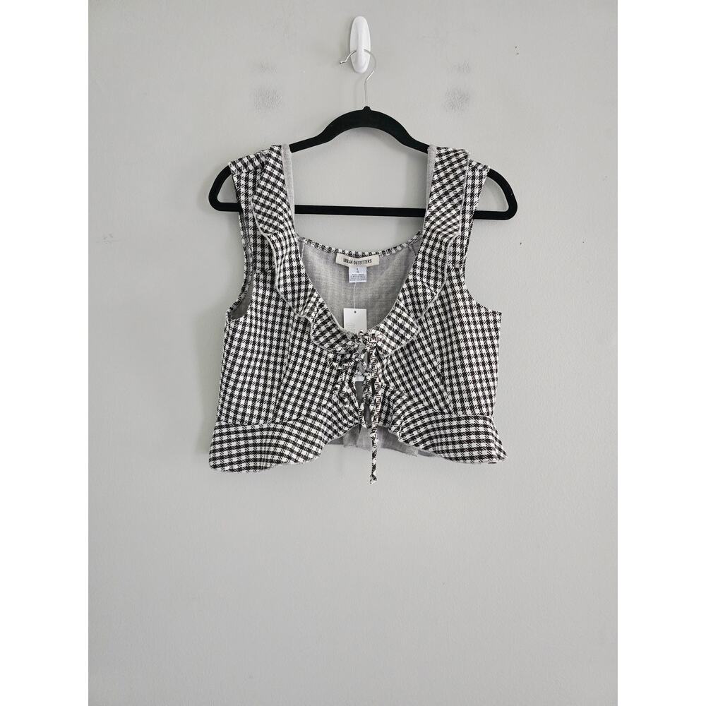 🌴 Pick 3 For $15 Urban Outfitters Black White Checkered Top L NWT - Picture 4 of 4